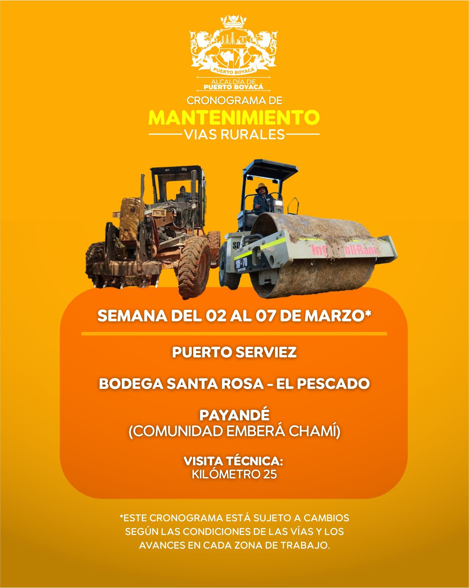 CRONOGRAMA DE MANTENIMIENTO VIAS RURALES MARZO