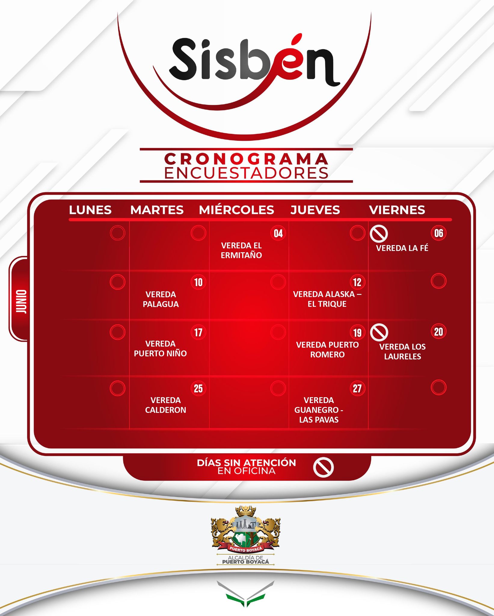CRONOGRAMA ENCUESTADORES SISBÉN JUNIO
