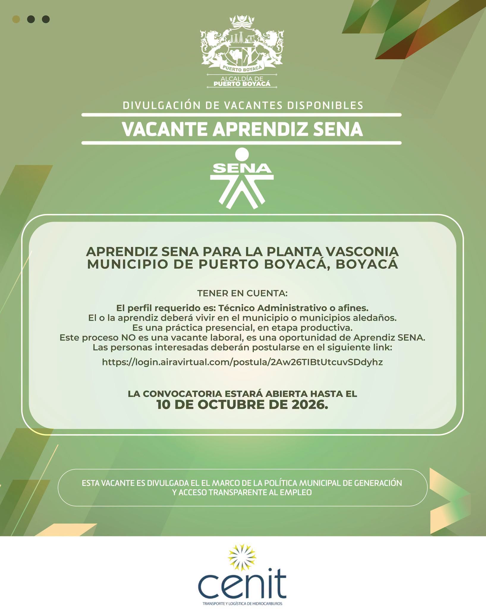 DIVULGACIÓN DE VACANTES DISPONIBLES - SENA
